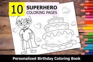 Superhero Theme Personalized Birthday Coloring Book