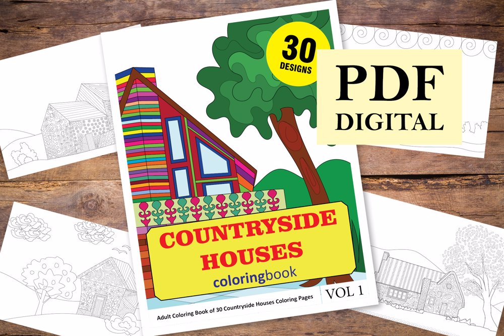 Countryside Houses Coloring Book for Adults