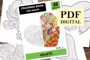 Hearts Coloring Book for Adults