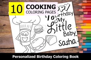 Cooking Theme Personalized Birthday Coloring Book