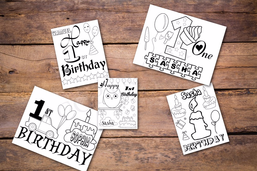1st Birthday Theme Personalized Birthday Coloring Book