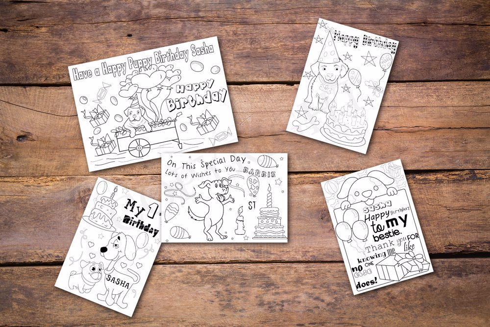 Puppy Theme Personalized Birthday Coloring Book