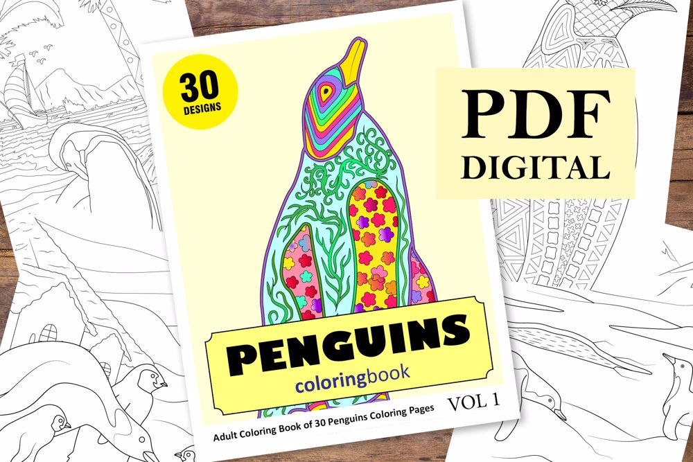 Penguins Coloring Book for Adults
