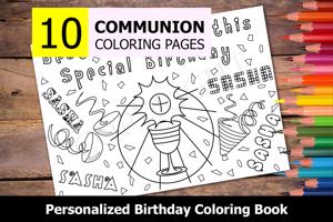 Communion Theme Personalized Birthday Coloring Book
