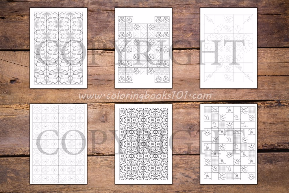 Quilt Patterns Coloring Book for Adults