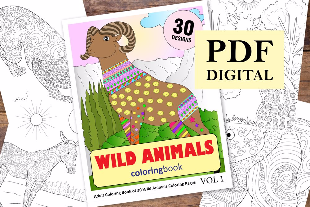 Wild Animals Coloring Book for Adults