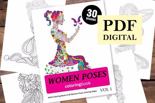 Women Poses Coloring Book for Adults