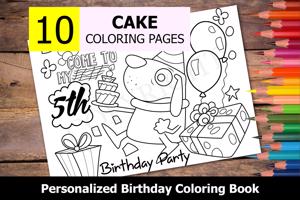 Cake Theme Personalized Birthday Coloring Book