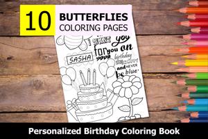 Butterflies Theme Personalized Birthday Coloring Book