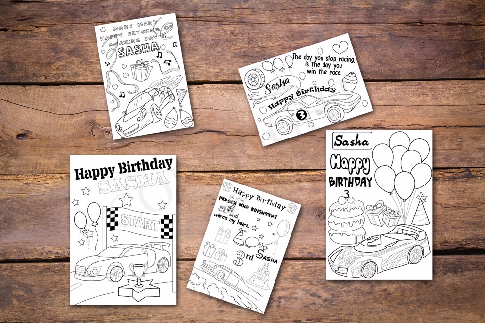 Hotwheels Theme Personalized Birthday Coloring Book