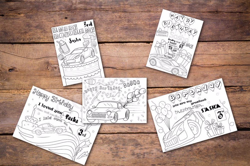 Hotwheels Theme Personalized Birthday Coloring Book