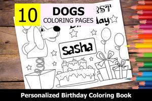 Dogs Theme Personalized Birthday Coloring Book