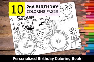 2nd Birthday Theme Personalized Birthday Coloring Book