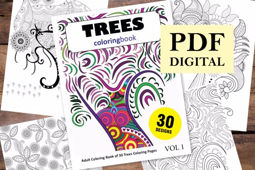 Trees Coloring Book for Adults