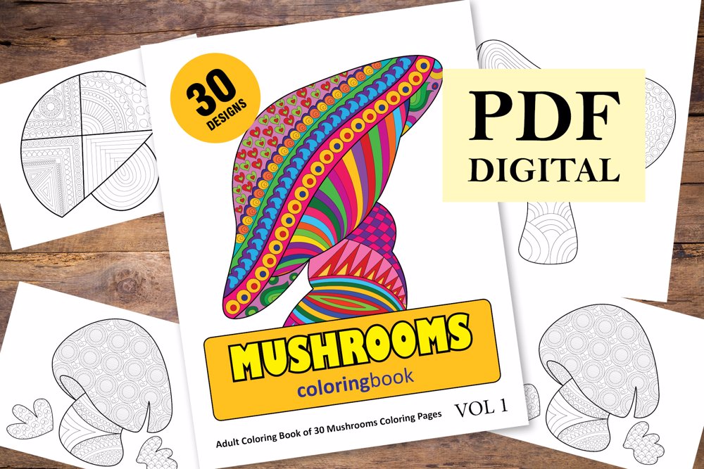 Mushrooms Coloring Book for Adults