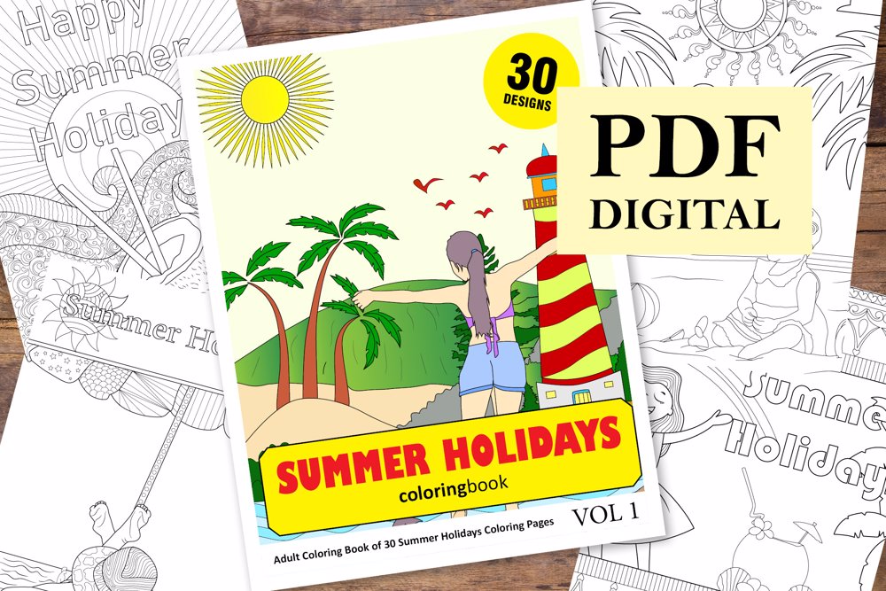 Summer Holidays Coloring Book for Adults