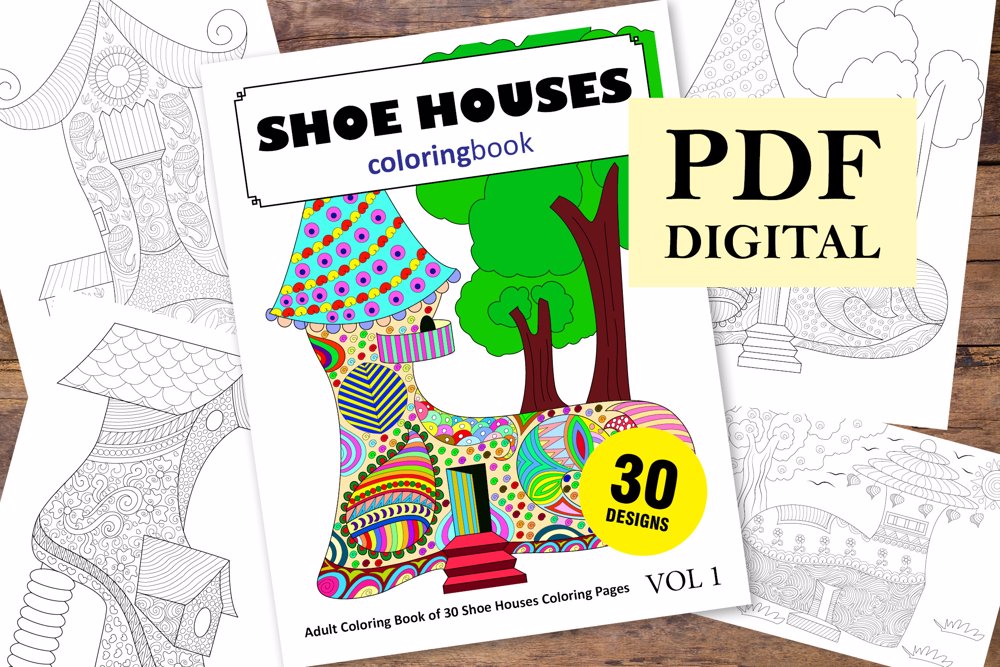 Shoe Houses Coloring Book for Adults