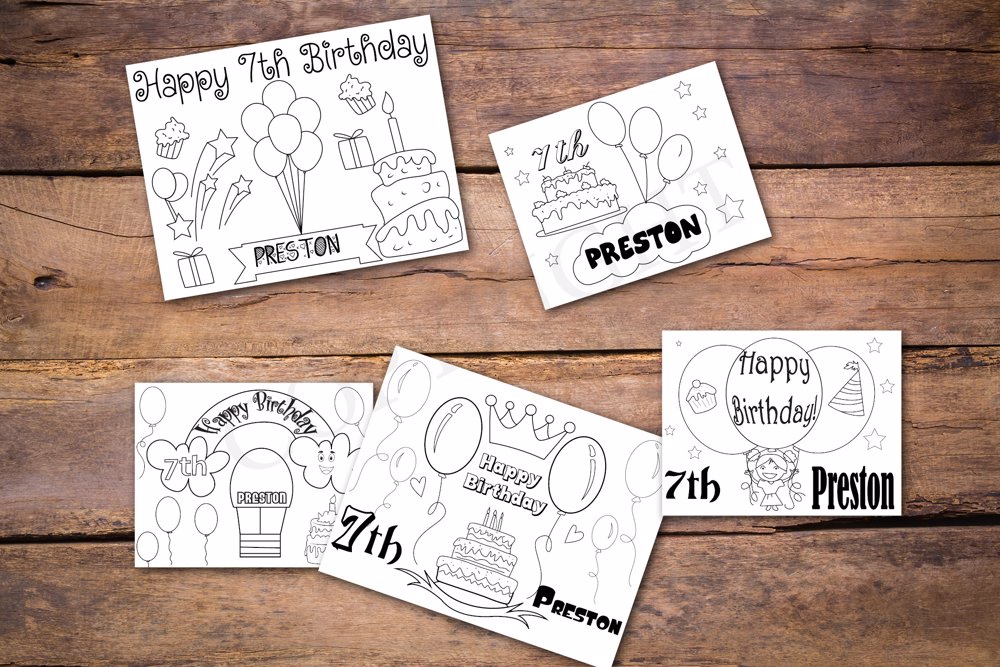 Balloons Theme Personalized Birthday Coloring Book