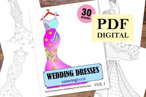  Wedding Dresses Coloring Book for Adults