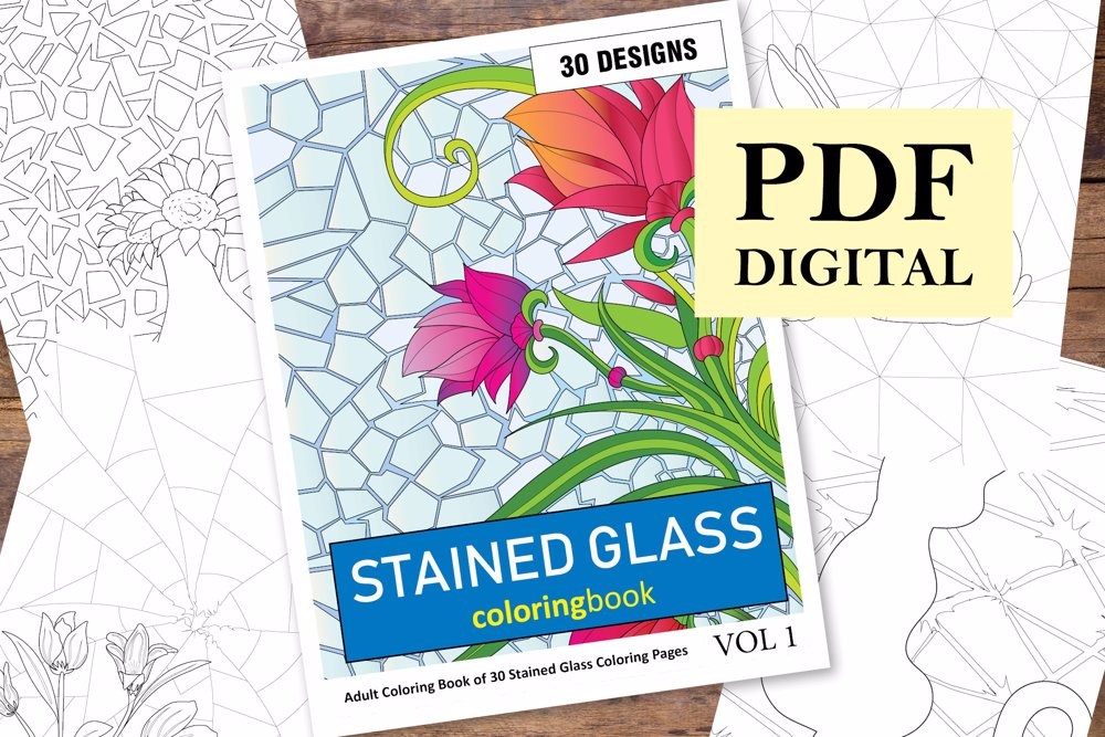 Stained Glass Coloring Book for Adults