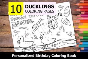 Ducklings Theme Personalized Birthday Coloring Book