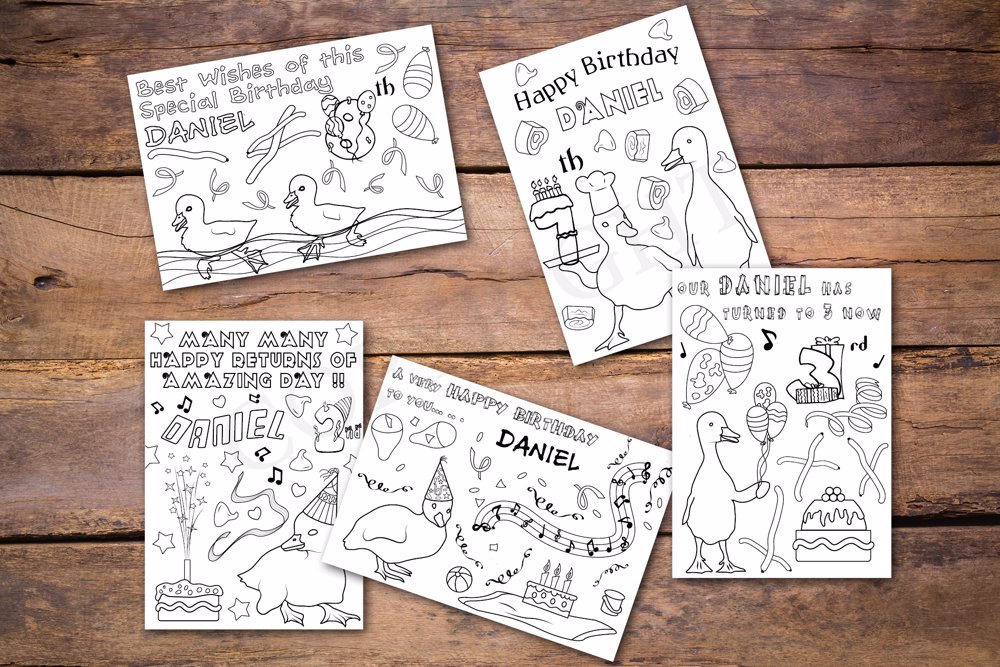 Ducklings Theme Personalized Birthday Coloring Book