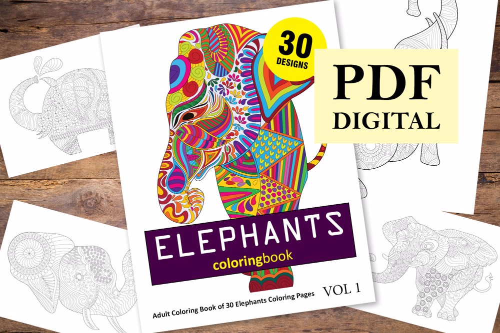 Elephants Coloring Book for Adults