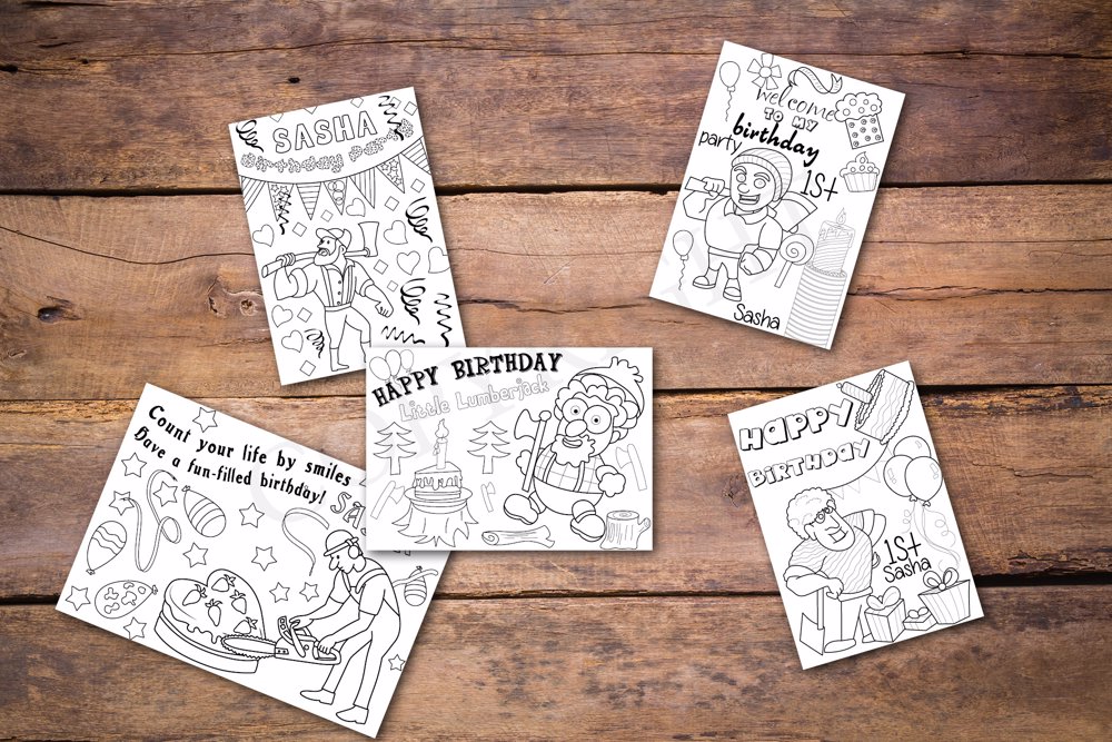 Lumberjack Theme Personalized Birthday Coloring Book