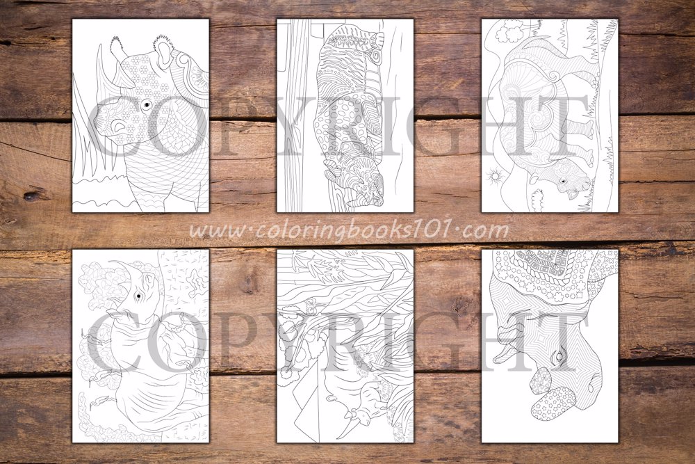  Rhinoceros Coloring Book for Adults