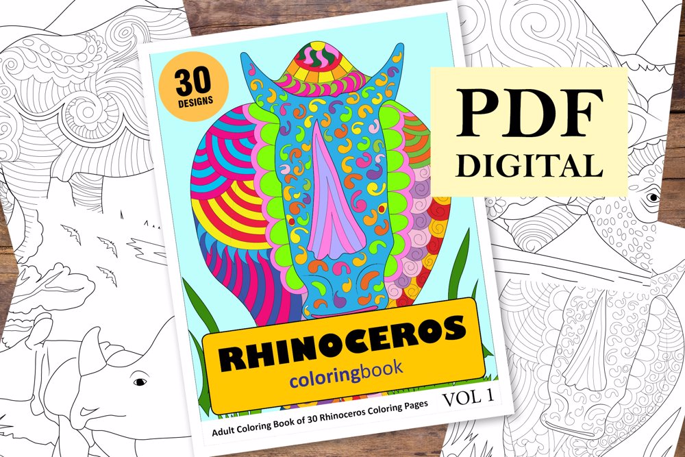  Rhinoceros Coloring Book for Adults