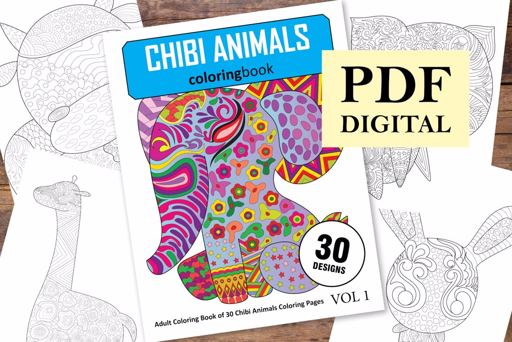 Chibi Animals Coloring Book for Adults