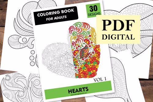 Hearts Coloring Book for Adults