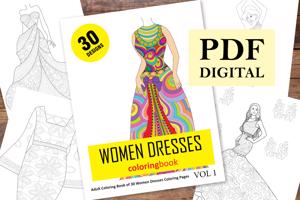 Women Dresses Coloring Book for Adults