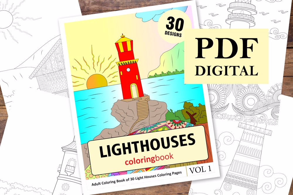 Lighthouses Coloring Book for Adults