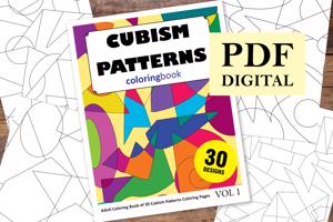  Cubism Patterns Coloring Book for Adults