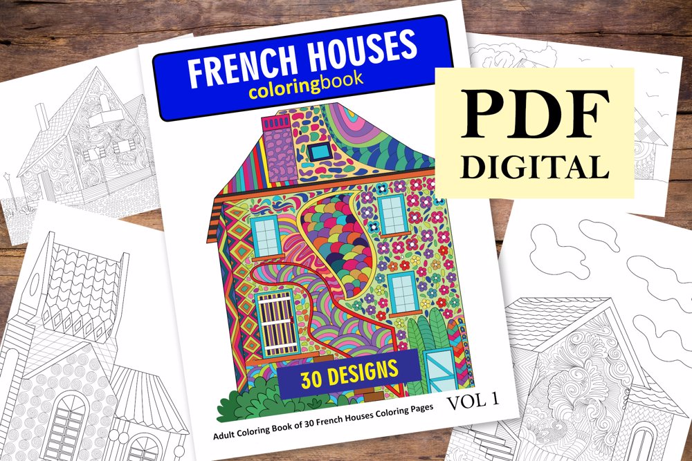  French Houses Coloring Book for Adults