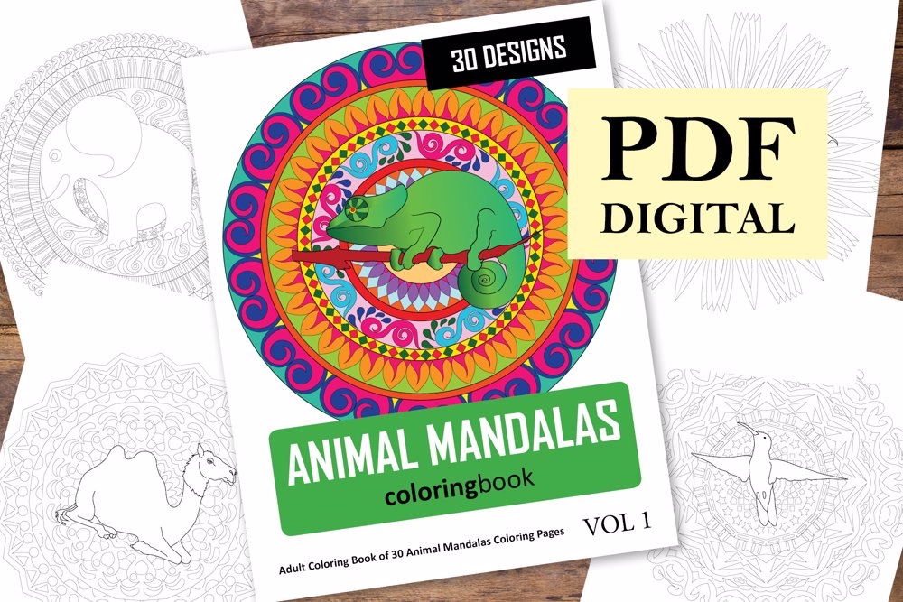 Animal Mandalas Coloring Book for Adults