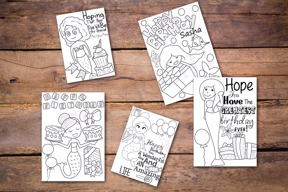 Mermaid Theme Personalized Birthday Coloring Book
