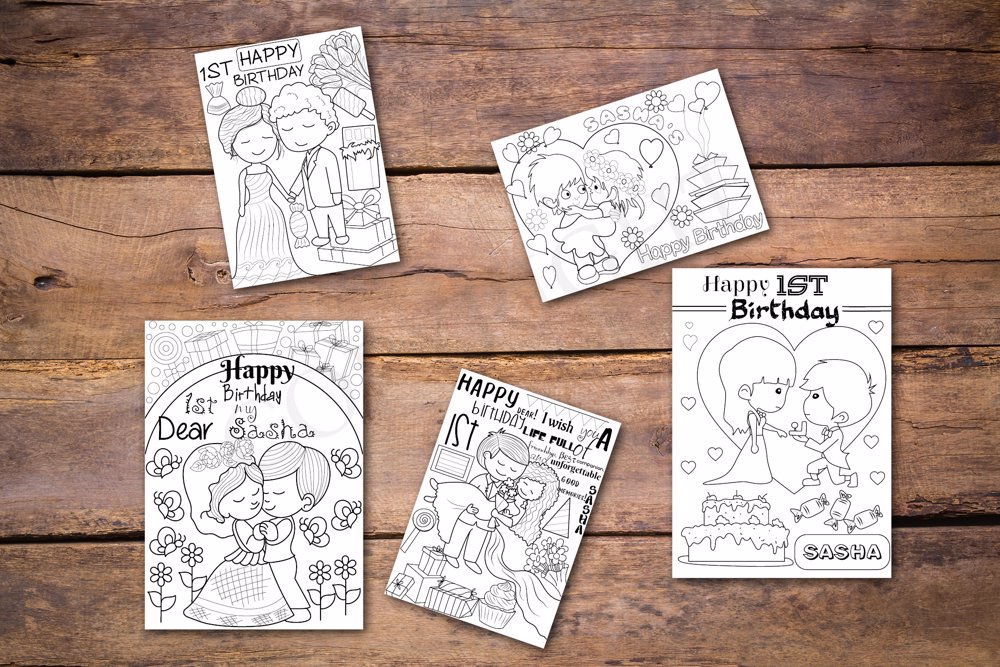 Kids Wedding Theme Personalized Birthday Coloring Book