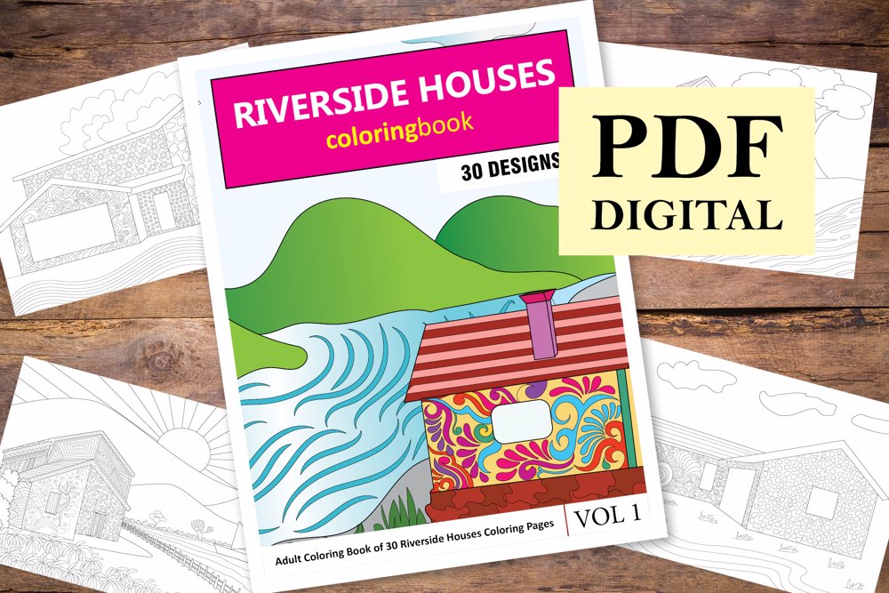 Riverside Houses Coloring Book for Adults