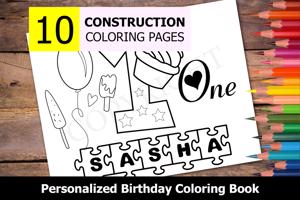 1st Birthday Theme Personalized Birthday Coloring Book