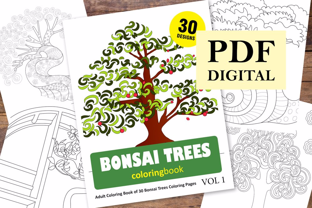 Bonsai Trees Coloring Book for Adults