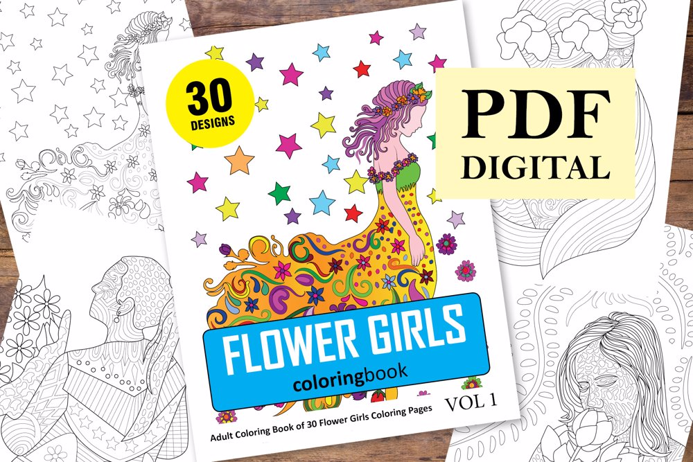 Flower Girls Coloring Book for Adults - Coloring Books for Adults