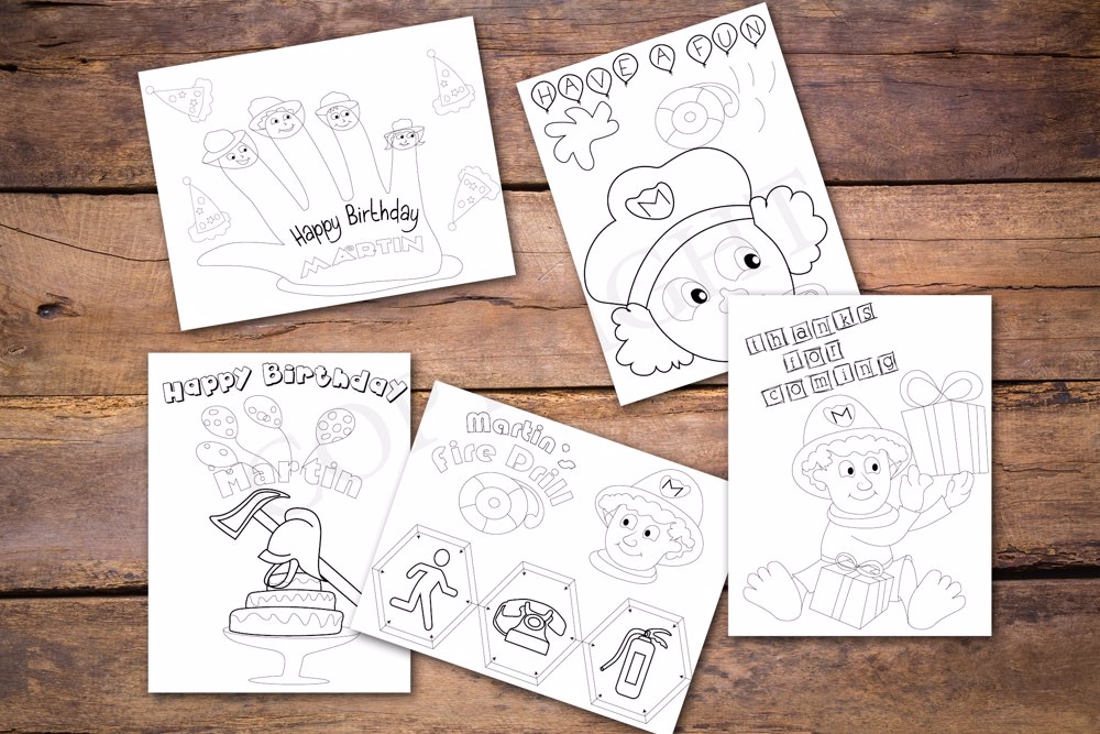 Fire Truck Theme Personalized Birthday Coloring Book