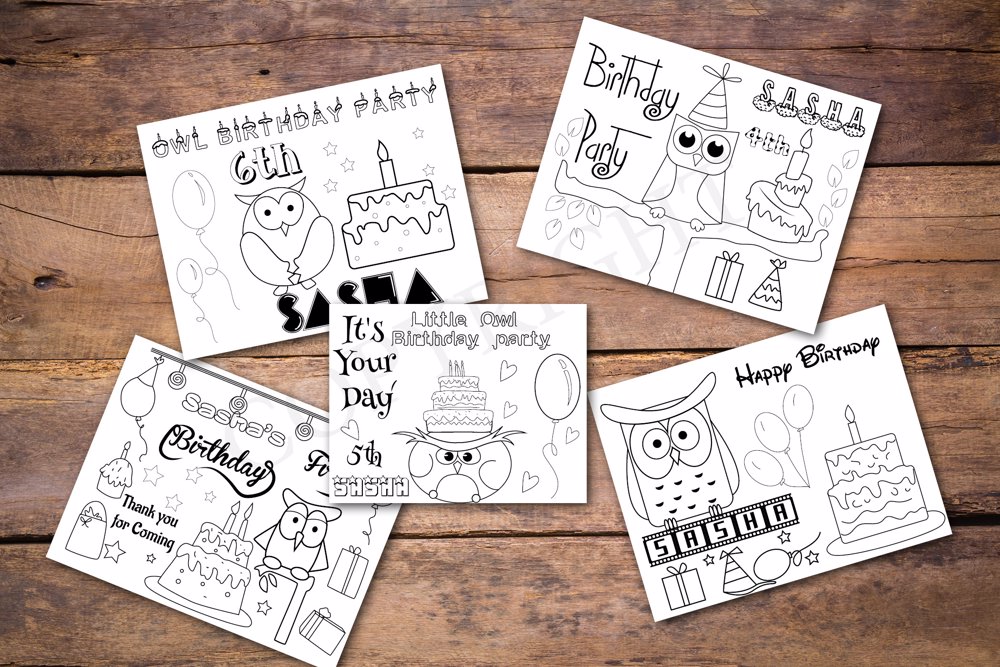 Owls Theme Personalized Birthday Coloring Book