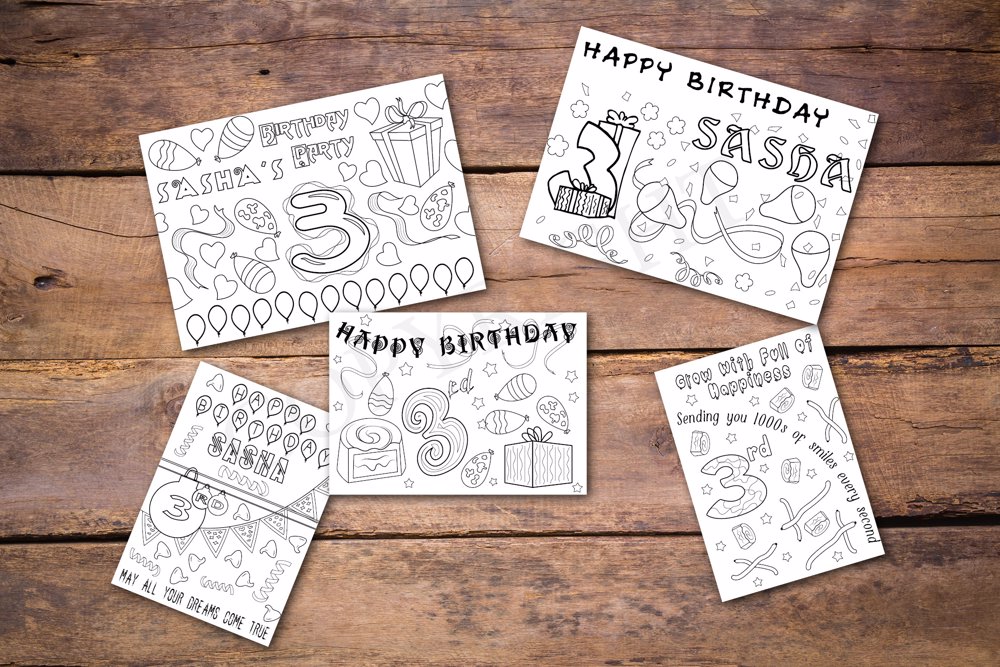 3rd Birthday Theme Personalized Birthday Coloring Book