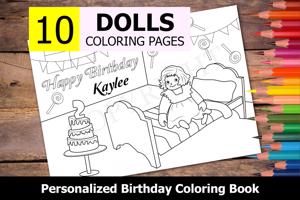 Dolls Theme Personalized Birthday Coloring Book