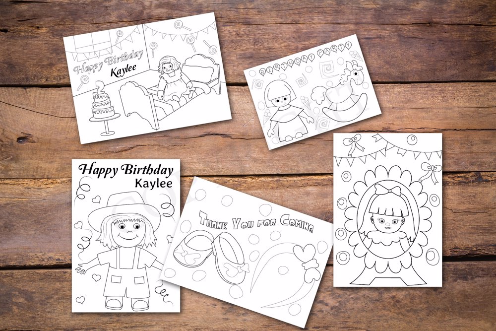 Dolls Theme Personalized Birthday Coloring Book
