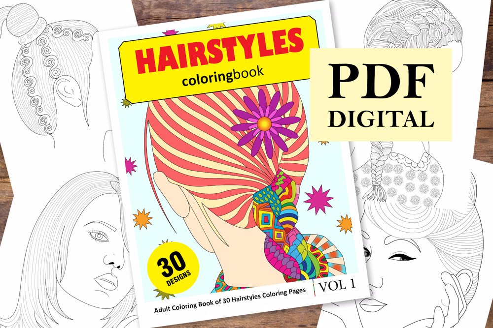 Hairstyles Coloring Book for Adults