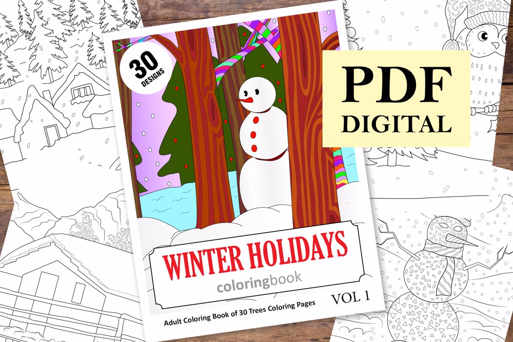  Winter Holidays Coloring Book for Adults